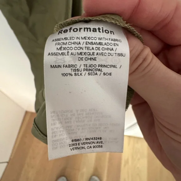 Reformation NWT Casette Silk Dress Size 12 in Artichoke - Picture 12 of 14